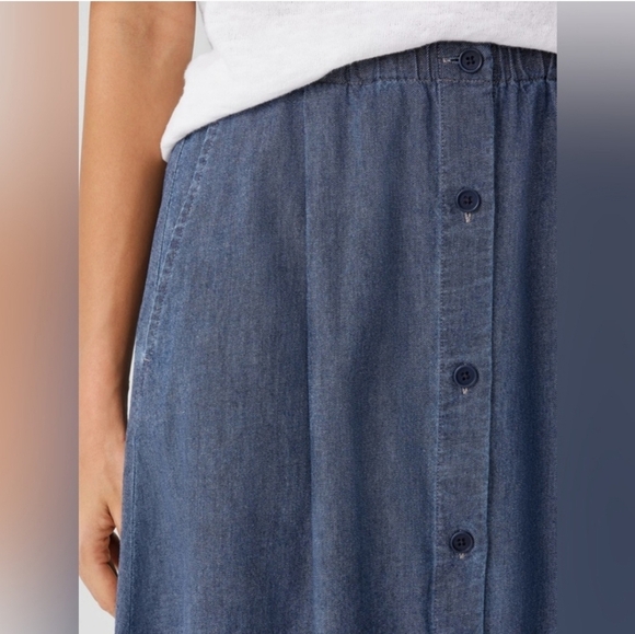 EILEEN FISHER AIRY ORGANIC COTTON TWILL A-LINE SKIRT SZ XL - Picture 4 of 12